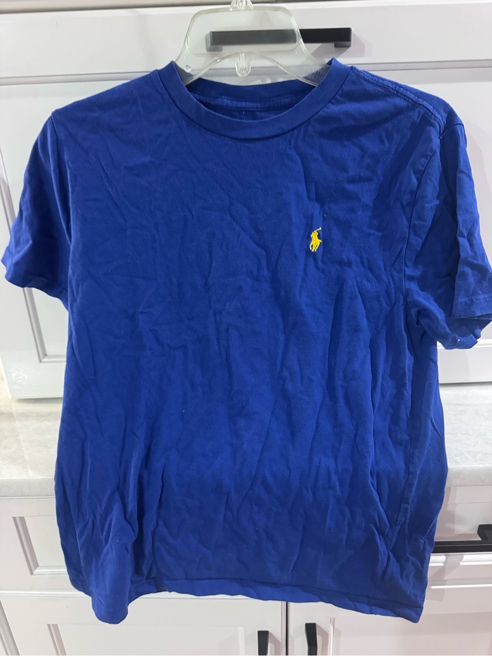 Ralph Lauren Blue Crewneck Tee with Yellow Polo Pony